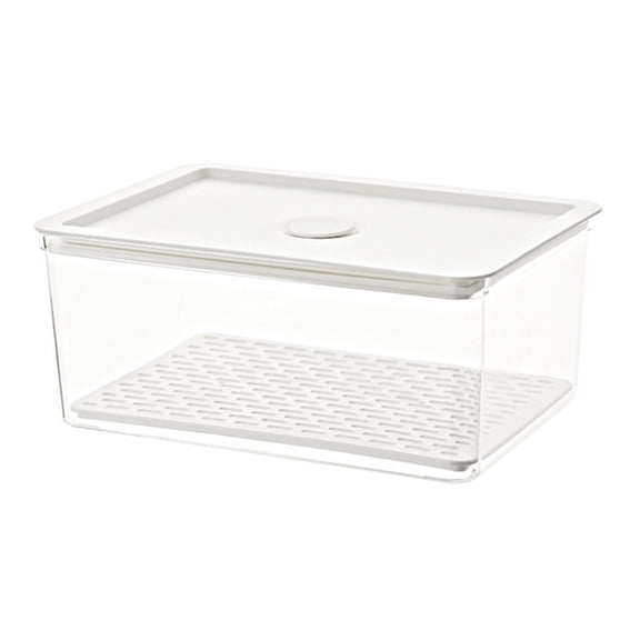 Zeyigg Plastic Stackable Food Storage Containers with Vented Lid, Produce Bins for Fridge Freezer Cabinet Organization, White, 760ml