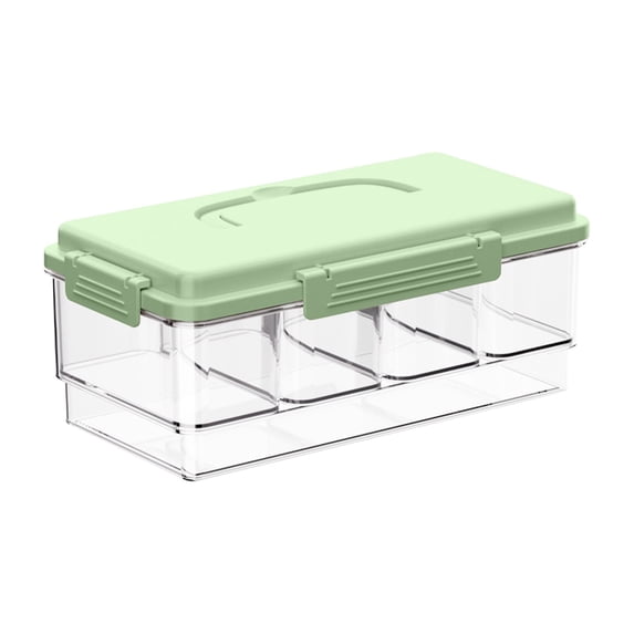 Zeyigg Portable Snack Box Container with Ice Pack, 4-Compartment Refrigerated Travel Tray for Outdoor, Picnics & Car Trips, Leak-Proof Snack Carrier & Mini Cooling Rack,Mint Green