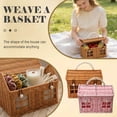 thumbnail image 1 of Zeyigg Rattan Plastic House Shaped Storage Basket with Lid and Folding Handle, Decorative Organizer for Picnics, Easter, and Home Decor,Brown, 1 of 7