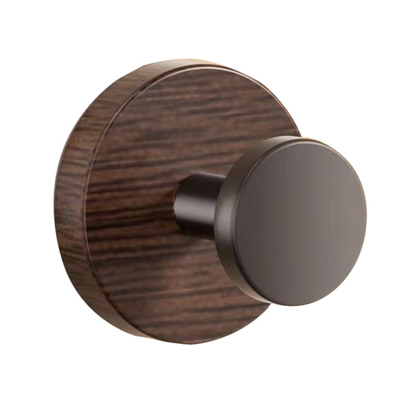 Zeyigg Suction Cup Dual Hooks, No-Drill No-Damage Wood Grain Round Disc Wall Hanger for Bathroom, Shower, Kitchen Hanging Towels Robes,D