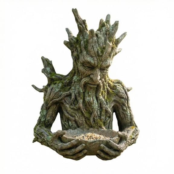 Zeyigg Tree Face Bird Feeders for Outdoors, Resin Hanging Tree Bird Feeder with Hidden Keyhole, Trees-Integrated Bird Feeding Sculpture Outdoor Decor for Patio, Garden, Yard