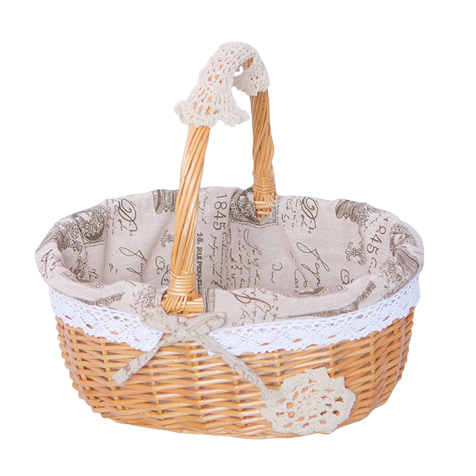 Zeyigg Wicker Picnic Basket with Handles,10x8 Inches Willow Picnic Hamper,Natural Hand Woven Easter Basket,Easter Eggs and Candy Basket,Bath Storage,Gift Packing Basket,C