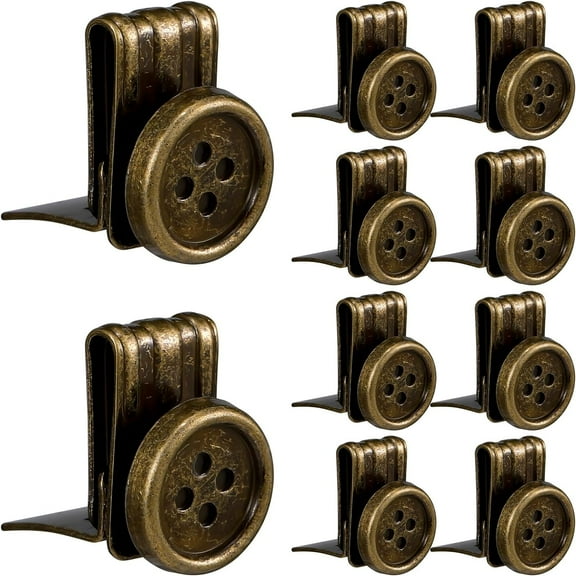 Zeyune 10 Pcs Metal Suspenders Buttons Movable No Sew Button End Brace Clips for Jeans for Pants Suspenders Hats Jeans Pants Replacement(Bronze)