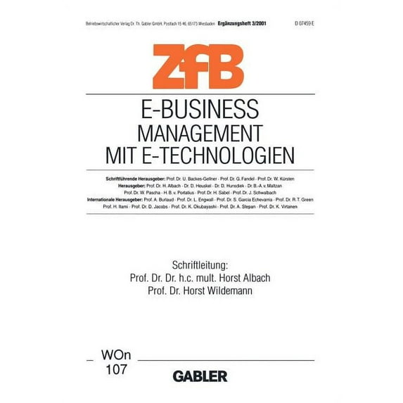 Zfb Special Issue E-Business Management Mit E-Technologien: Management Mit E-Technologien, Book 3, (Paperback)