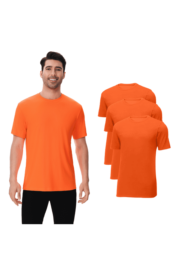 3 Pack-High Visibility Short Sleeve T-Shirt Hi Vis Neon Orange Work Safety Shirts for Men Performance Pure Dry Fit Tee Shirt S
