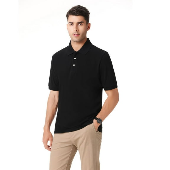 Zfeel- 7701 Luxe Touch 100% Cotton Polos Shirt For Adult Men | 6 oz | Color: Black | Size: L