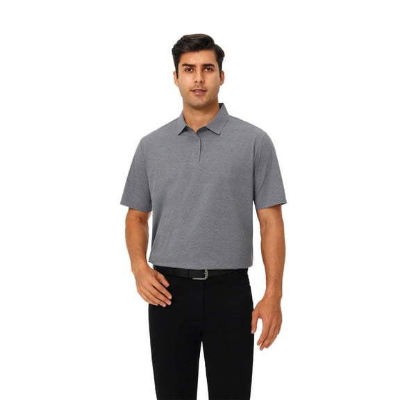 Zfeel Breathable Polyester Polo for Men, Short Sleeve Collared Classic Polo Shirt, Charcoal, 3XL