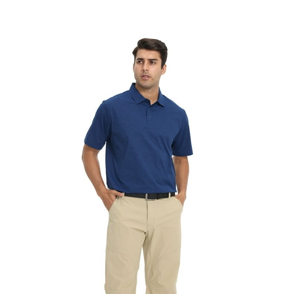 Zfeel Breathable Polyester Polo for Men, Short Sleeve Collared Classic Polo Shirt, Navy, S