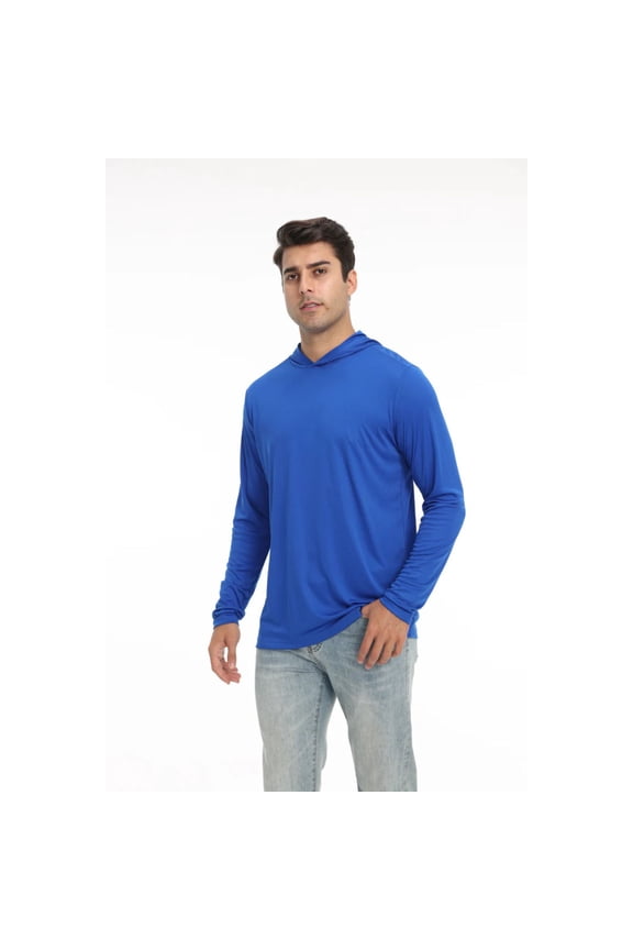 Dry Fit Hooded Pullover Lightweight 100% Polyester Casual Hoodie Sweater for Men (Royal, L)