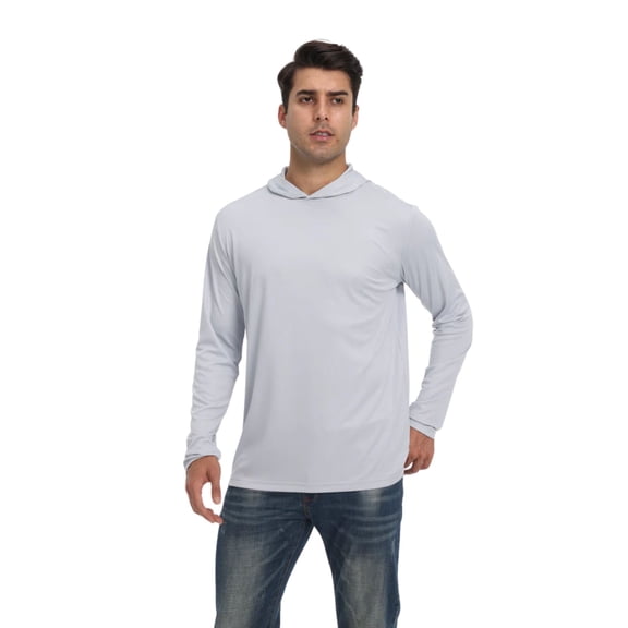 Zfeel Dry Fit Hooded Pullover Lightweight 100% Polyester Casual Hoodie Sweater for Men (Silver, 3XL)