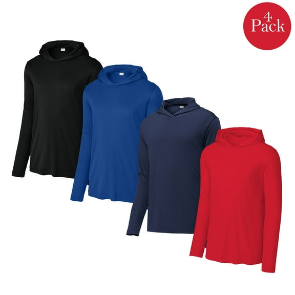 Zfeel Dry Fit Hooded Pullover Shirt for Men, 4 Pack Lightweight Long Sleeve Mix hoodie, S