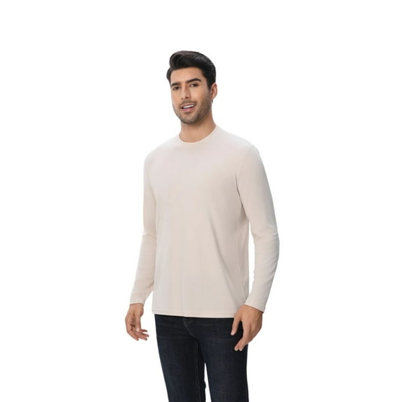 Zfeel Dry Fit Poly Long Sleeves T-Shirts 100% Polyester Moisture-Wicking Crewneck Tee Shirts (Dust, S)