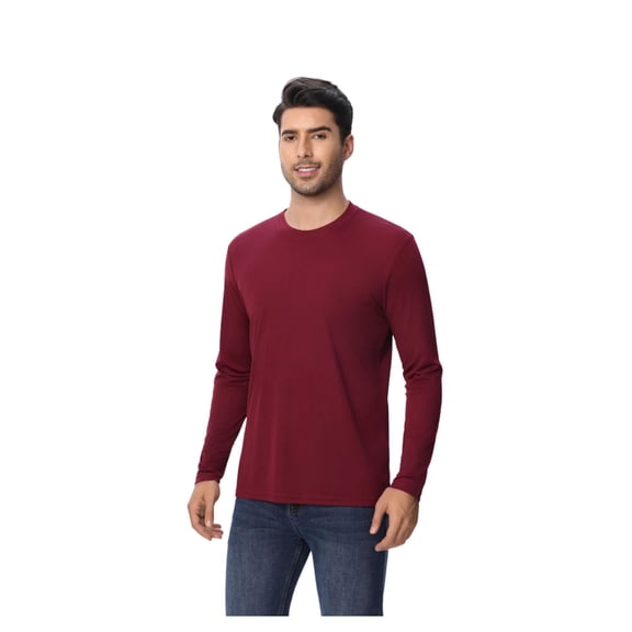 Zfeel Dry Fit Poly Long Sleeves T-Shirts 100% Polyester Moisture-Wicking Crewneck Tee Shirts (Maroon, M)