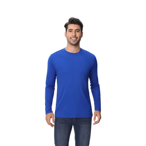 Zfeel Dry Fit Poly Long Sleeves T-Shirts 100% Polyester Moisture-Wicking Crewneck Tee Shirts (Royal, S)