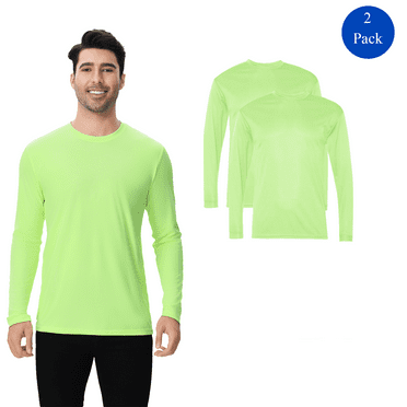 Zfeel Hi-Vis Long Sleeve Safety Shirt, Men's Durable Safety Workwear, Neon Green, Pack 2, S