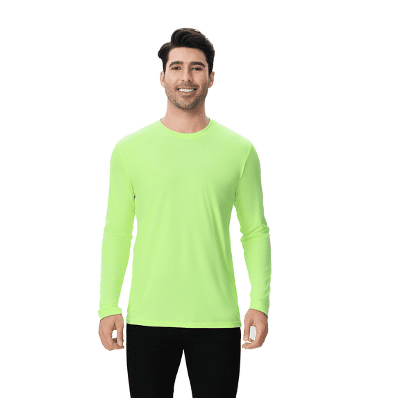 Zfeel Hi Vis Safety Long Sleeve T-Shirt, Dry Fit Lightweight 100% Polyester Workwear, Neon Green, M