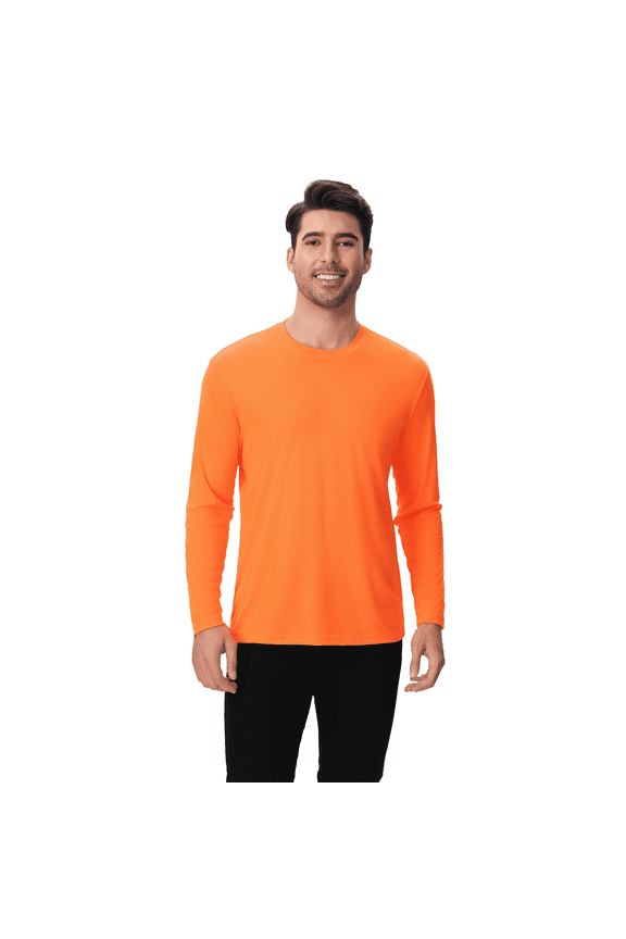 Zfeel Hi Vis Safety Long Sleeve T-Shirt, Dry Fit Lightweight 100% Polyester Workwear, Neon Green, S
