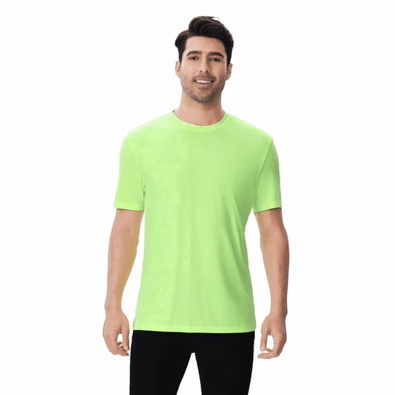Zfeel Hi-Vis Safety T-Shirt for Men, UPF 50, Moisture-Wicking Dry Fit Work Shirt, Safety Neon Green, L