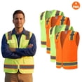 thumbnail image 1 of Zfeel Hi-Vis Safety Vest with Reflective Strips for Emergency, Neon Yellow and Neon Orange, 4-Pack, L, 1 of 5