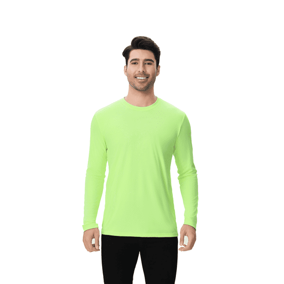 Zfeel High Performance Men's Hi-Vis Long Sleeve Shirt, Pure Dry Fit Poly Tee, Safety Neon Green, 4XL