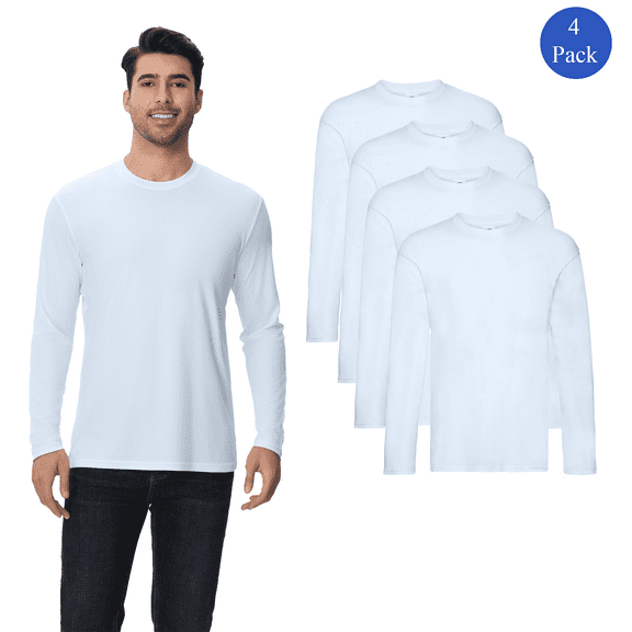 Zfeel High Performance Pure Dry Fit Poly Long Sleeves Light Blue T-Shirt, Pack of 4, M