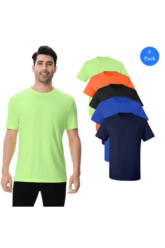 High Performance Pure Dry Fit Poly Long Sleeves Multicolor T-Shirt, Bulk Pack of 6, 3XL
