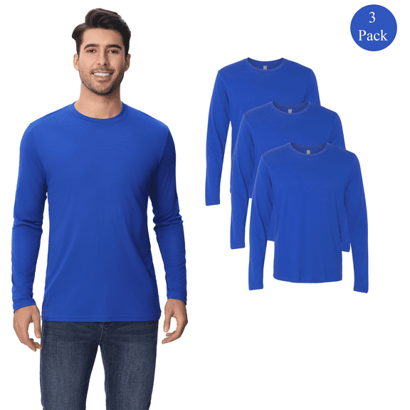 Zfeel High Performance Pure Dry Fit Poly Long Sleeves Royel T-Shirt, Pack of 3, Size L