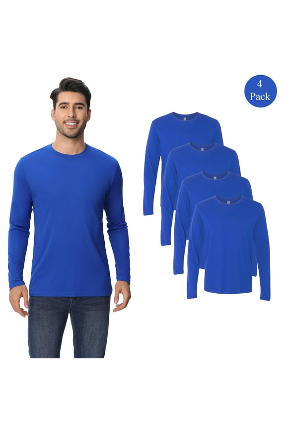 High Performance Pure Dry Fit Poly Long Sleeves T-Shirt, Men's Royal 100 Polyester Tee, 3XL, 4 Pack
