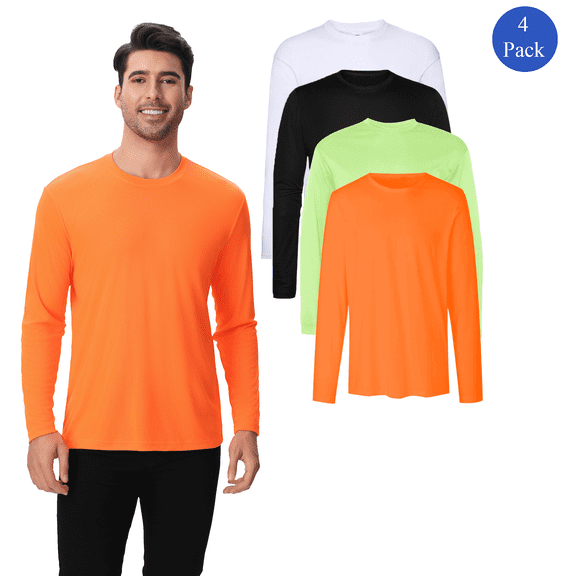 Zfeel High Performance Pure Dry Fit Poly Long Sleeves T-Shirt, Multicolor Blunk Tee, 4 Pack, L