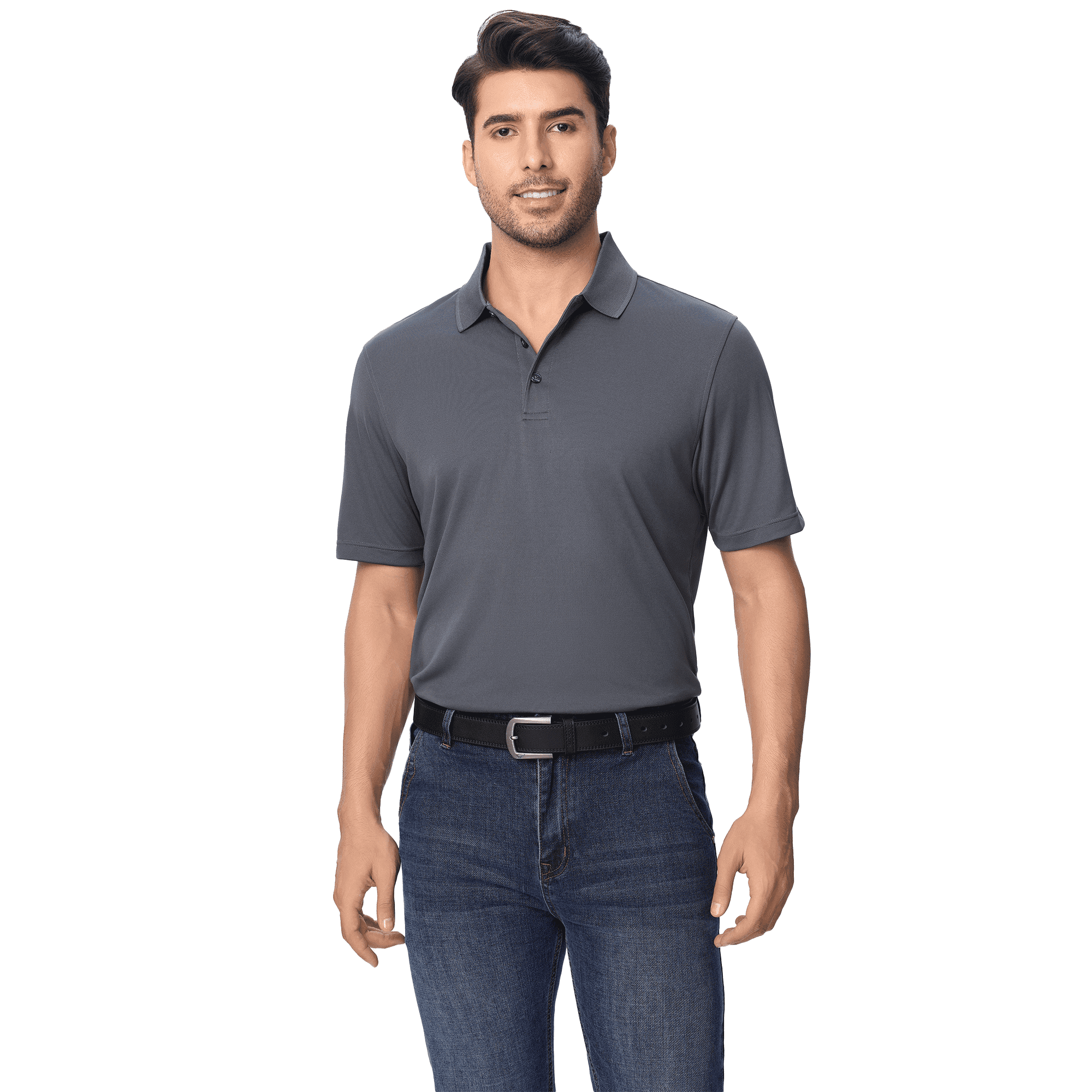 Zfeel High Performance Pure Dry Fit Poly Polos T-shirt for Men Short Sleeve  Iron Grey Color Casual Tee 6 oz 100% Polyester Pure Poly Collared Shirt, ...