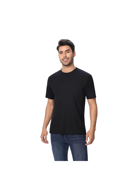 High Performance Pure Dry Fit Poly Shirt 100% Polyster Crewneck Tee Shirts for Men (Black, 2XL)