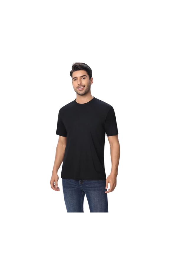 High Performance Pure Dry Fit Poly Shirt 100% Polyster Crewneck Tee Shirts for Men (Black, M)