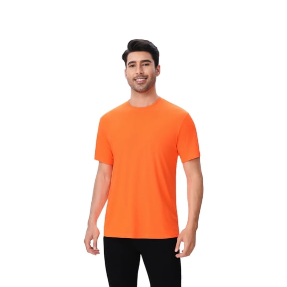 Zfeel High Performance Pure Dry Fit Poly Shirt 100% Polyster Crewneck Tee Shirts for Men (Neon Orange, XL)