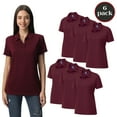 thumbnail image 1 of Zfeel High Performance Pure Dry Polo T-Shirt for Women, 6-Pack Polo Shirt, S Maroon Collared Tee, 1 of 5