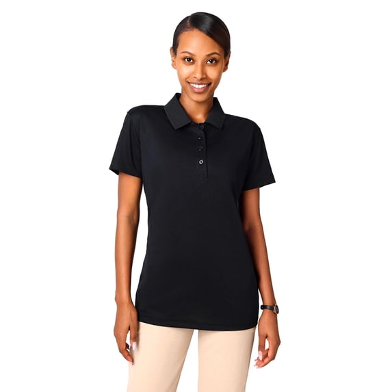 Zfeel-High Performance Pure Poly Polo Collar T-shirt For Women, 6 oz, 100% Polyester Luxe Touch tee , Color-Black, (Size- 4XL)