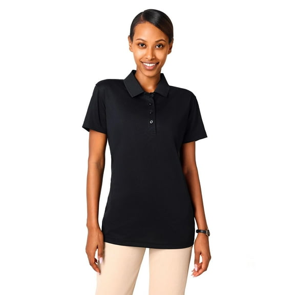Zfeel-High Performance Pure Poly Polo Collar T-shirt For Women, 6 oz, 100% Polyester Luxe Touch tee , Color-Black, (Size- M)