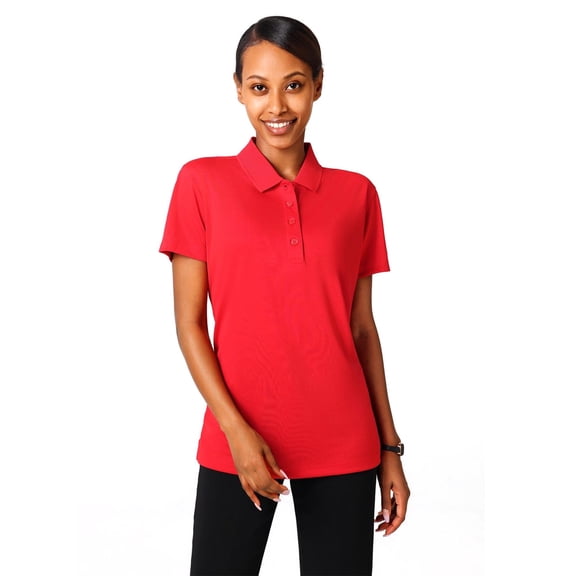 Zfeel-High Performance Pure Poly Polo Collar T-shirt For Women, 6 oz, 100% Polyester Luxe Touch tee , Color-Cherry Red, (Size- M)