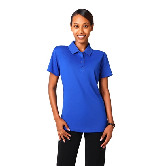 Zfeel-High Performance Pure Poly Polo Collar T-shirt For Women, 6 oz, 100% Polyester Luxe Touch tee , Color-Sport Royal, (Size- S)