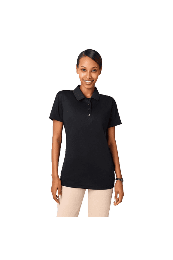 Women High Performance Pure Dry Fit Poly Polo, Comfortable Short Sleeve Shirt, Black, S