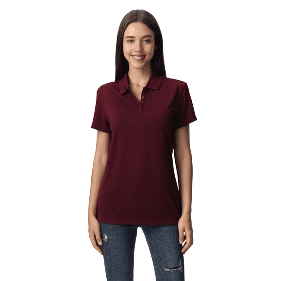 Zfeel Women High Performance Pure Dry Fit Poly Polo, Comfortable Short Sleeve Shirt, Maroon, L