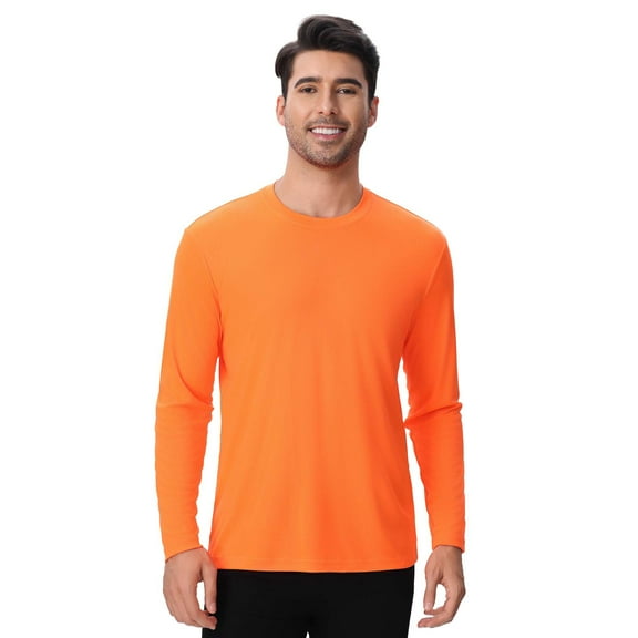 Zfeel High Visibility Long Sleeve Shirt Breathable Hi Vis Safety Work Shirts Dry Fit Poly Tee Neon Orange S