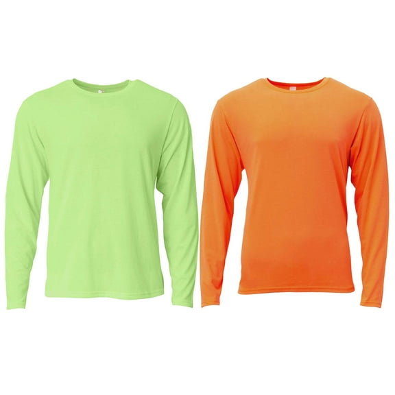 Zfeel High Visibility Long Sleeve Shirt, High Visibility Work Wear, Safety T-Shirts High Visibility Green & Orange, Pack of 2, Size- XL