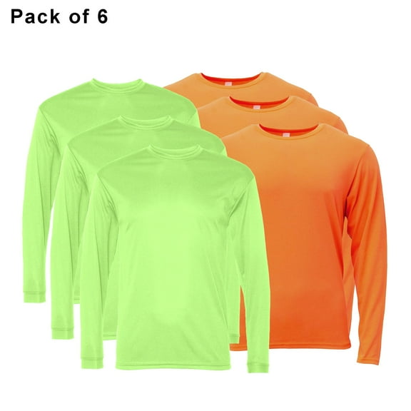 Zfeel High Visibility Long Sleeve Shirt, High Visibility Work Wear, Safety T-Shirts High Visibility Green & Orange, Pack of 6, Size- XL