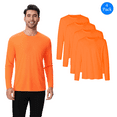 thumbnail image 1 of Zfeel High Visibility Safety T-Shirt, Hi Viz Long Sleeve Safety Shirt, Pack of 4, Neon Orange, S, 1 of 5