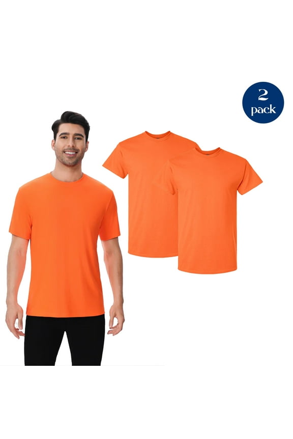 High Visibility Safety T-Shirt, Pure Polyester Men's Work Shirt, Neon Orange, Pack of 2, 3XL