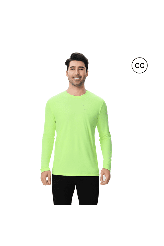 High Visibility Safety Work T-Shirt, Men Pure Dry Fit Hi Vis Long Sleeve Safety Tee Shirt Neon Green XL