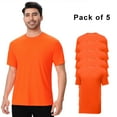 thumbnail image 1 of Zfeel High Visibility Safety Work T-Shirt for Men | Pure Dry Fit Poly Tee Lightweight Short Sleeve T-Shirt for Workout, Safety Neon Orange, 5.1oz, 100% Polyester, Size XL, 5 Pack, 1 of 5