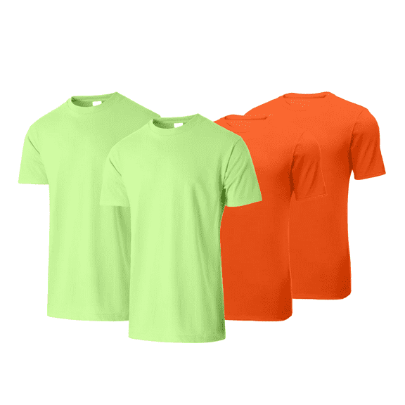 Zfeel High Visibility Short Sleeve T-Shirt Hi Vis Workwear Safety Shirts for Men 100% Polyester Pure Dry Fit Tee Shirt, Neon Green and Orange Mix 4 Pack 3XL