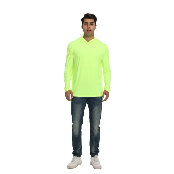 Zfeel Dry Fit Pullover Work Hoodie for Men, High Visibility Long Sleeve Workwear, Neon Yellow, 3XL