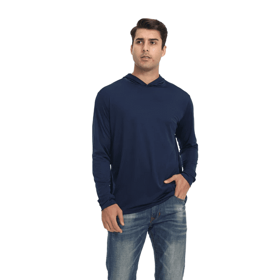 Zfeel Hooded Pullover for Men, Men's Active Hoodie, Moisture-Wicking & Lightweight, Navy, S